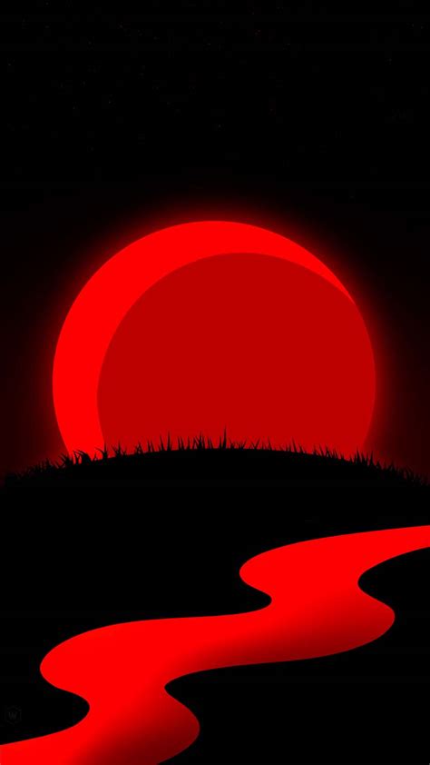 Red Moon Minimal iPhone Wallpaper HD - iPhone Wallpapers