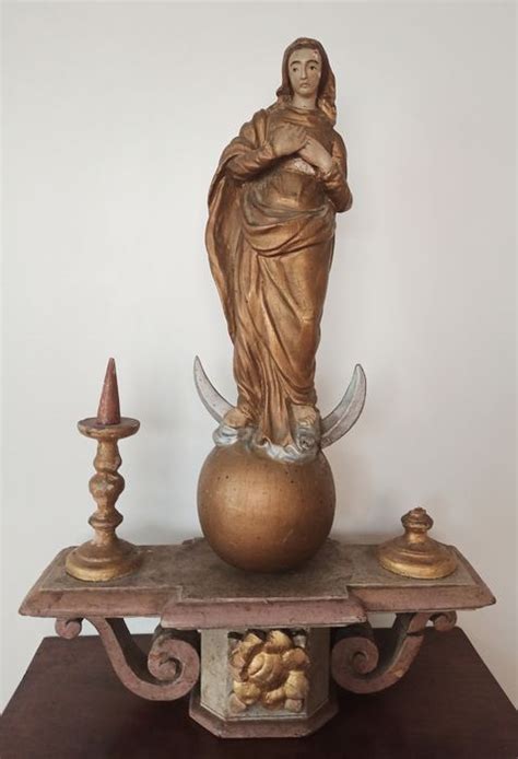 Sculpture Madonna Crasant Le Serpent Cm Bois Catawiki