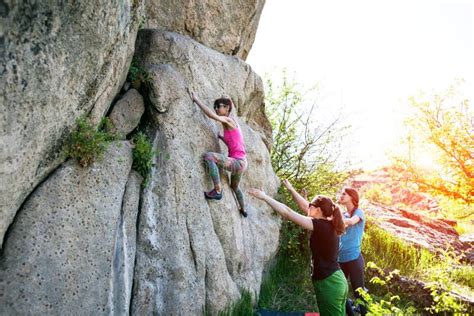 Athletes Are Bouldering Outdoors Stock Image Image Of Climbing