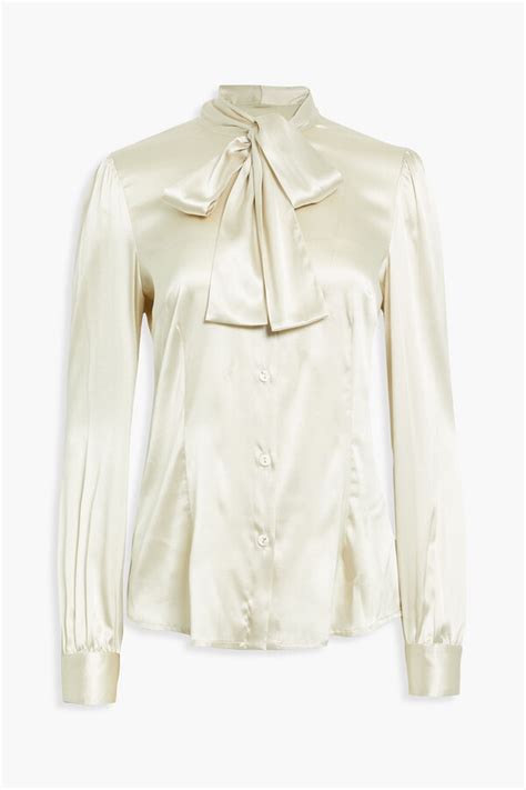 Dolce Gabbana Pussy Bow Stretch Silk Satin Blouse ShopStyle Long