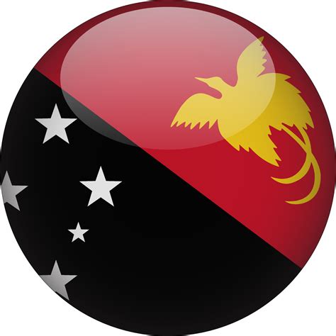 Papua New Guinea D Rounded National Flag Button Icon Vector