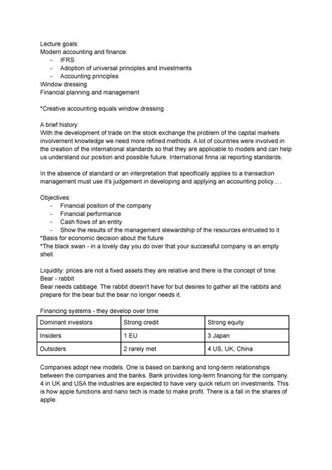 БСП 1 Lecture Notes 1 Lecture Goals Modern Accounting And Finance