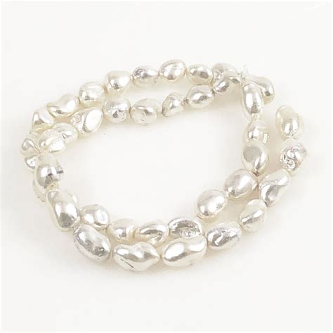 White Freshwater Baroque Pearls Strand Estatebeads