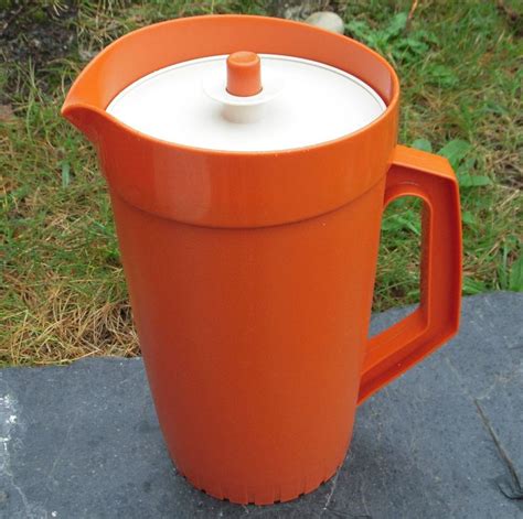 Vintage Burnt Orange And Cream Tupperware Jug 2 Litres Vacuum Seal