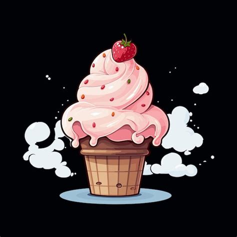 Premium Vector A Cute Cartoon Ice Cream Vector Illustration