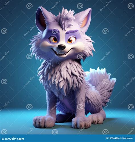 Playful and Charming Purple Wolf Character Design with Realistic ...