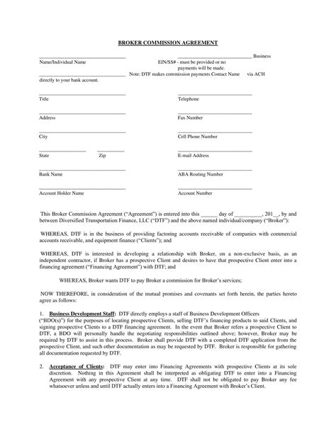 Free Printable Commission Agreement Templates Word Pdf Simple