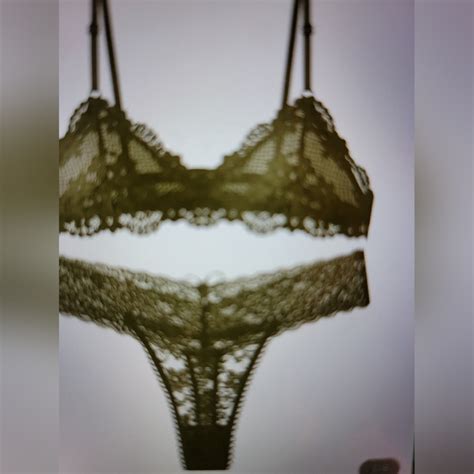 Intimates Sleepwear Sets Floral Lace Sexy Bra Thong Panties Lingerie Black Whitemediumnwt