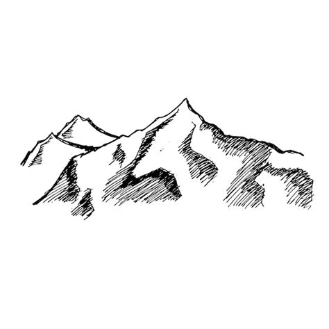 Premium Vector | Mountain hill drawing sketch vector design