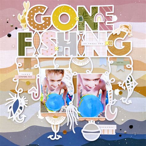 Gone Fishing Layout By Paige Evans Project Idea Scrapbook