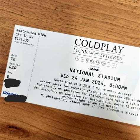 Coldplay Physical Tickets, Tickets & Vouchers, Event Tickets on Carousell