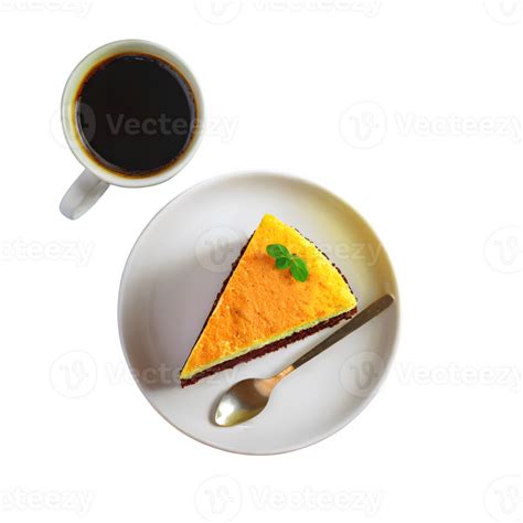 Ai Generated A Piece Of Sponge Cake With Cup Of Coffee Isolated On