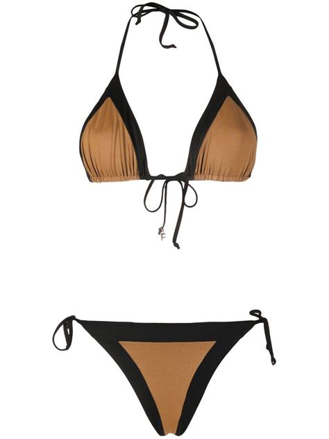 Fisico Two Tone Triangle Bikini Neutrals Editorialist