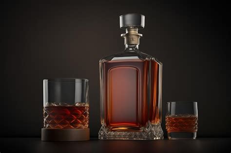 Premium Ai Image A Bottle Of Whiskey With Two Glasses On The Table