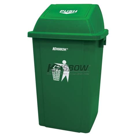 Jual TEMPAT SAMPAH DUST BIN GREEN 60L AND PUSH COVER KRISBOW 10091943