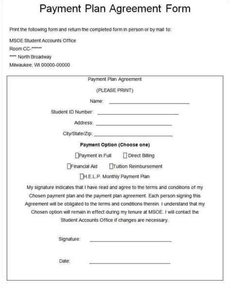 Deferred Payment Contract Template Payment Plan Agreement Templates