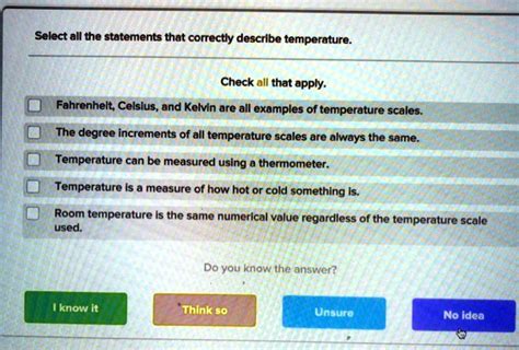 SOLVED Select All The Statements That Correctly Describe Temperature