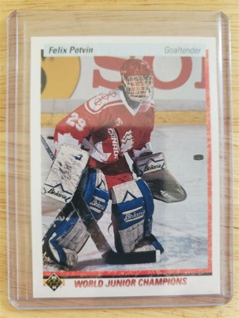 Vintage 1990 91 Upper Deck Felix Potvin Rookie Hockey Card World Jr