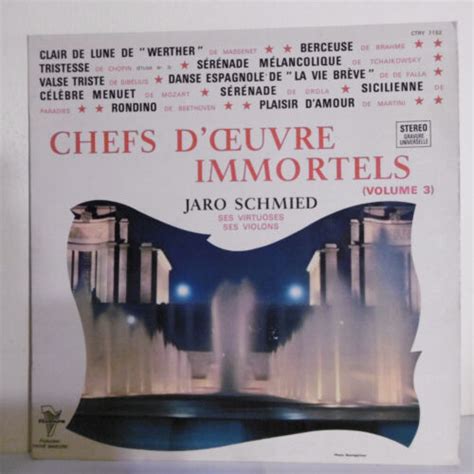 33 RPM Jaro Schmied LP 12 Chefs D Oeuvre Immortals Vol3 Violins Clear