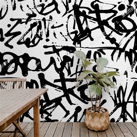 White Graffiti Wallpaper Aesthetic Graffiti Mural Wallpaper off White ...