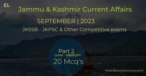 Current Affairs Of Jammu And Kashmir Mcqs September Part