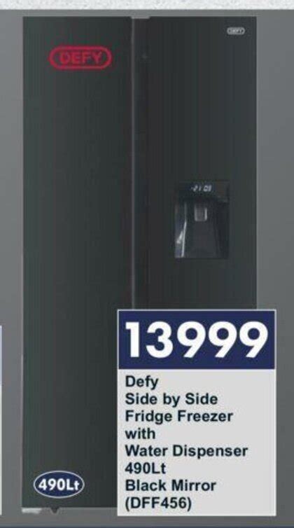 Defy Side By Side Fridge Freezer With Water Dispenser 490lt Black