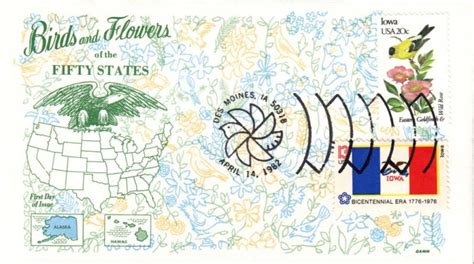 1967 Iowa Birds Flowers Combo Gamm Fdc United States General