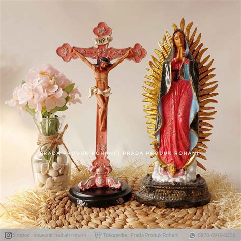 Jual Patung Bunda Maria Guadalupe Set Doa Katolik Salib Meja Hadiah