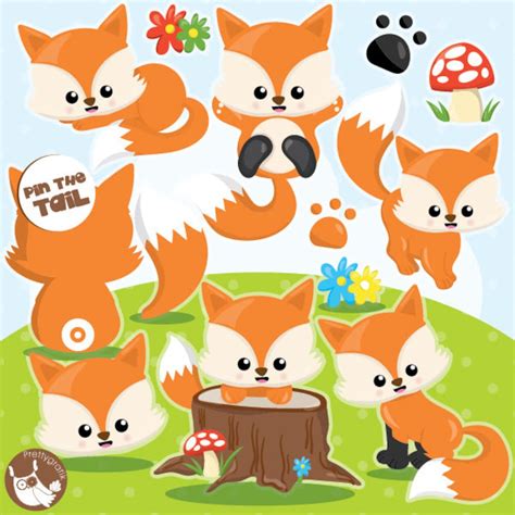 Fox Clipart Commercial Use, Foxes Clipart Vector Graphics, Woodland ...