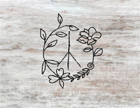 Floral Peace Sign Svg Etsy