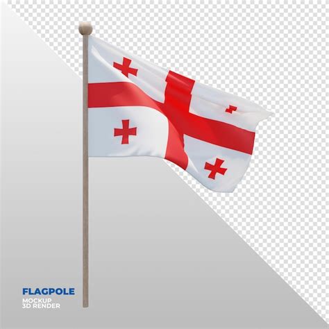 Premium Psd Realistic D Textured Flagpole Flag Of Georgia