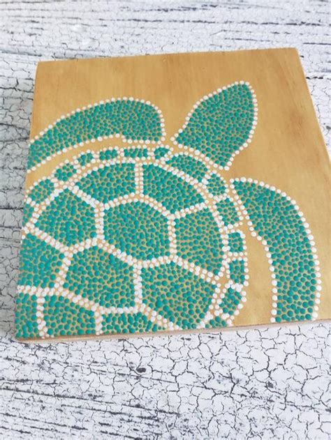 Sea Turtle Dot Art X Inch Wood Sign Painting Sea Turtle Home