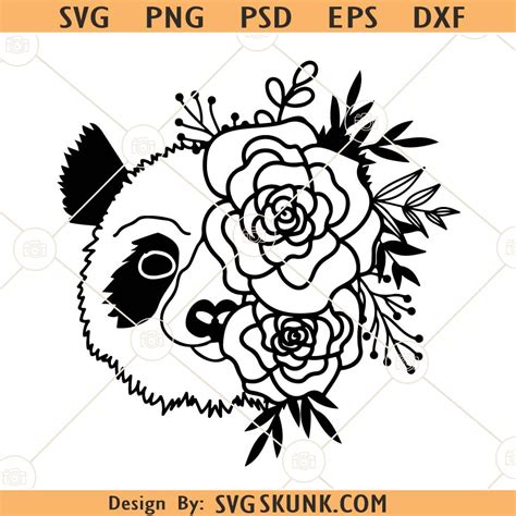 Panda Head With Flower Crown SVG Panda Head With Floral Crown SVG