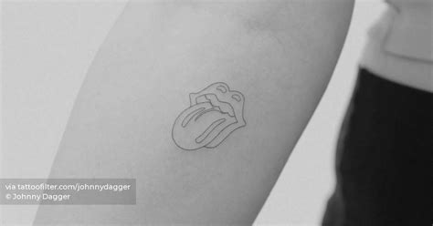 The Rolling Stones logo tattoo located on the inner