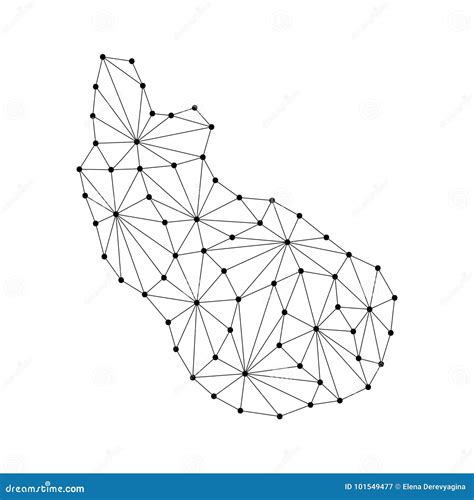 Sint Eustatius Map of Polygonal Mosaic Lines Network, Rays, Dots Vector