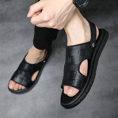 Xiangtuibao Summer New Mens Beach Shoes Leather Sandals Top Leather C In 2024 Mens Beach