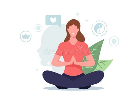 Personaje Femenino Meditar En Loto Pose Sentir Equilibrio Mental Y