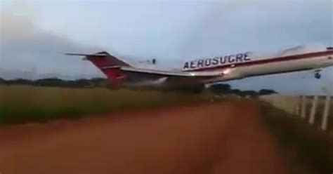 Colombia plane crash: Dramatic moment jet 'overshoots runway and ...