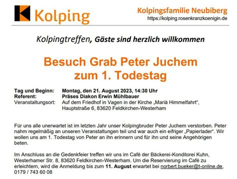 1 Jahresgedächtnis Peter Juchem Kolpingsfamilie Neubiberg