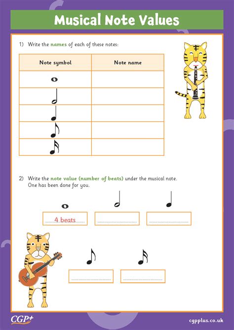 Musical Note Values (Years 3-6) | CGP Plus - Worksheets Library