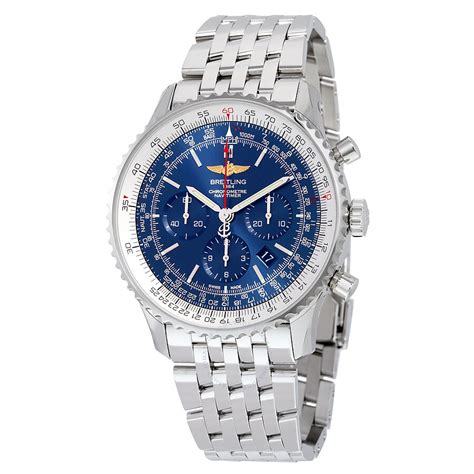 Breitling Navitimer 01 46mm Chronograph Aurora Blue Dial Stainless Steel Men S Watch Ab012721