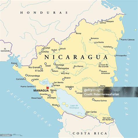 Nicaragua Political Map High Res Vector Graphic Getty Images