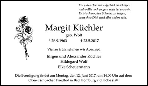 Traueranzeigen Von Margit K Chler Trauer Rheinmain De