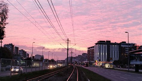 Pinky Belgrade Belgrade S Evening Skyline Colored In Pink