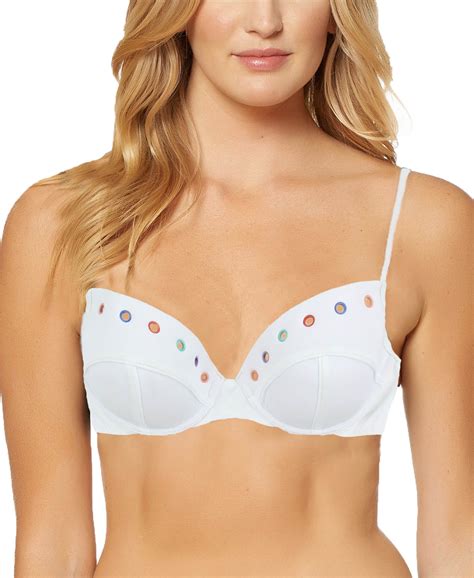 Jessica Simpson Womens Grommet Underwire Bralette Bikini Top White X