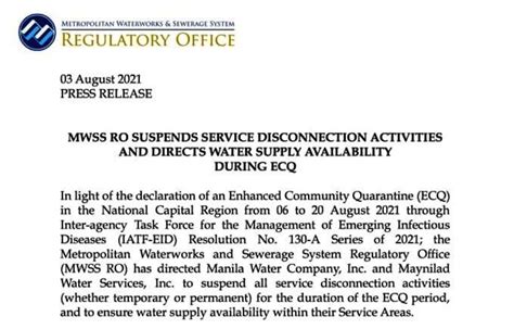 Manila Water Maynilad Told To Suspend Disconnection Activities The