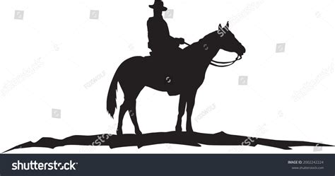 Cowboy Riding Horse Silhouette Isolated On Stock Vector (Royalty Free ...