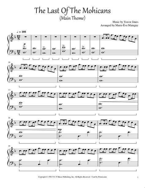 The Last Of The Mohicans Piano Pdf Sheet Music Digital Sheet Music