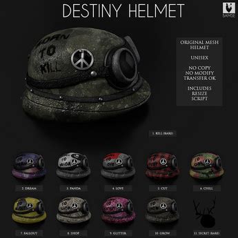 Second Life Marketplace - 5. :BAMSE: Destiny Helmet - Born To Cut