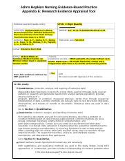 Appendix E R E Copy Docx Johns Hopkins Nursing Evidence Based